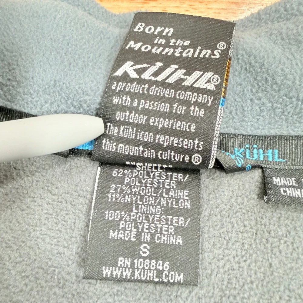 KUHL Thor Quarter Zip Pullover Sweater Small Gray Wool Blend Gorpcore Outdoor